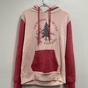 MV Sports Pink Quilted Sleeves Pocket Glacier National Park Hoodie Sz Small